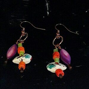 Beaded glass and ceramic earrings